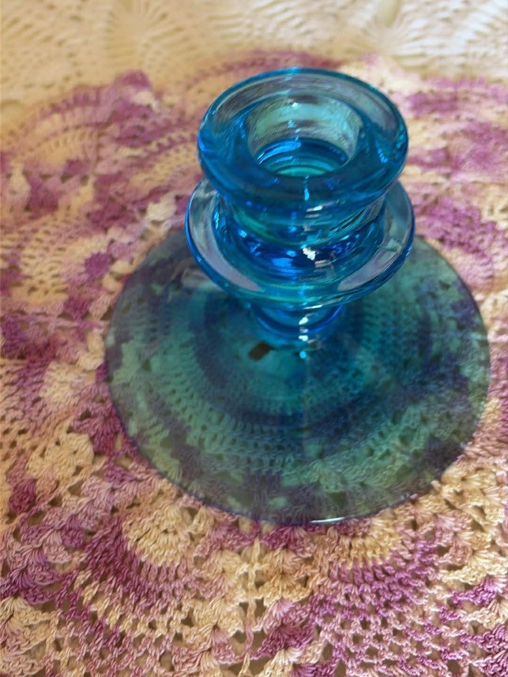 Vintage blue glass  Candle Holder